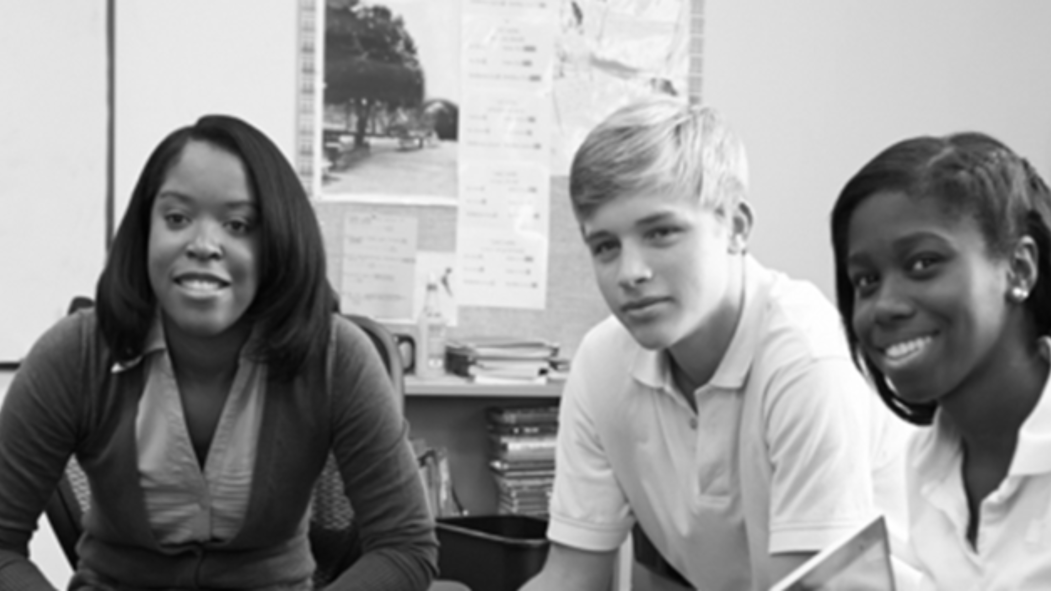 Black and white photo of young adults